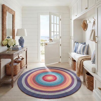 SAFAVIEH Braided Round Rug 5', Braided Red & Orange BRD308Q