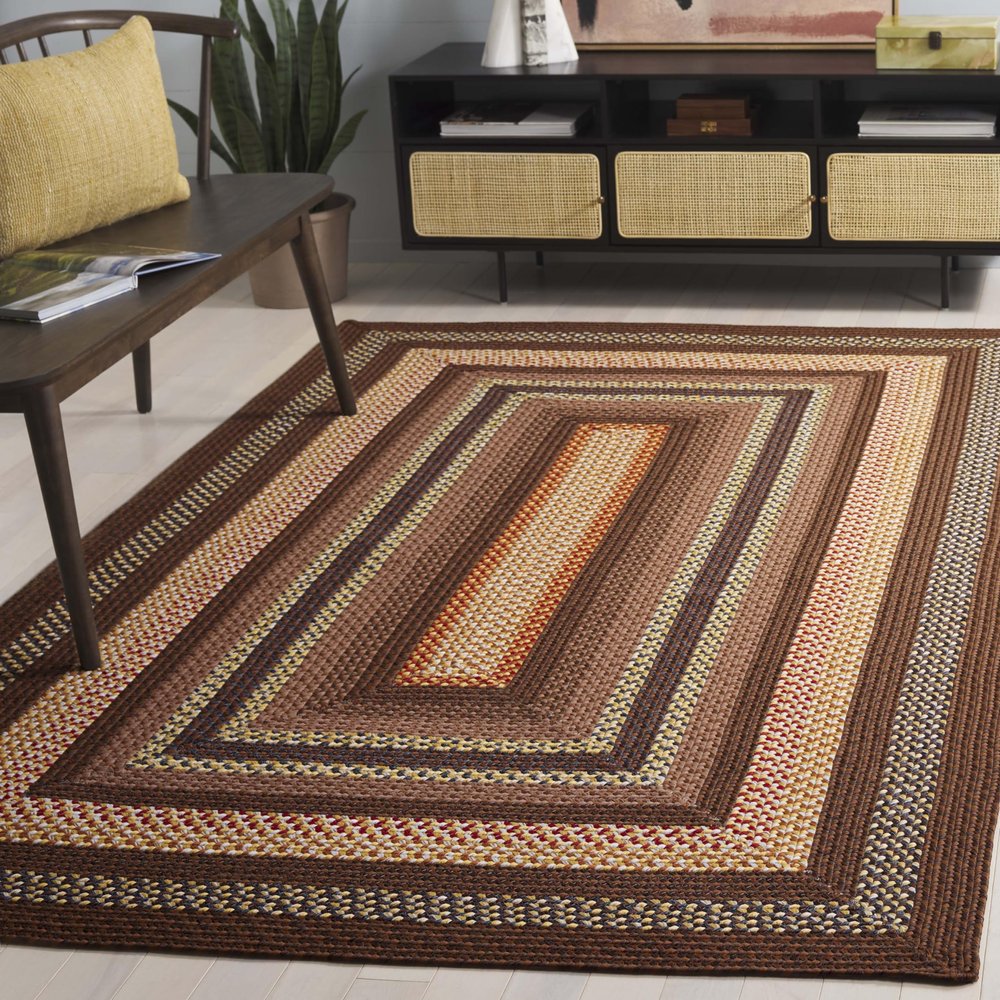 SAFAVIEH Braided Indoor/Outdoor Accent Rug 4x6, Brown & Light Brown BRD313T