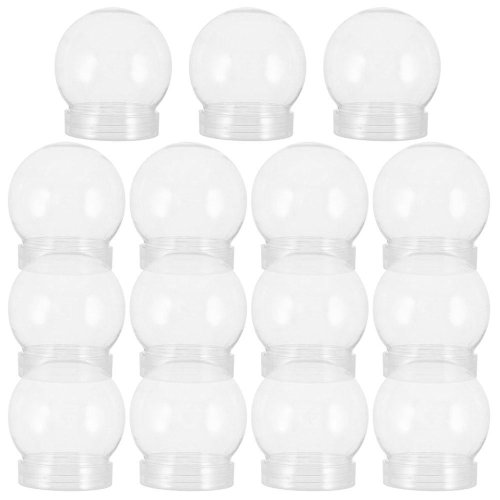 BESPORTBLE 15pcs DIY Snow Globe Water Globes - 2.8 Inch Clear Fillable Plastic Snowball with Screw Caps for Holiday Decor, Christmas Halloween Crystal Ball Props & Fortune Teller Accessories