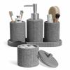Clara Clark Bathroom Set - Grey Bathroom Accessories Set, 5PC Bathroom Accessory Set, Bathroom Sets with Soap Dispenser, Toothbrush Holder, Tumbler, Cotton Swab Jar & Vanity Tray view 1