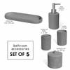 Clara Clark Bathroom Set - Grey Bathroom Accessories Set, 5PC Bathroom Accessory Set, Bathroom Sets with Soap Dispenser, Toothbrush Holder, Tumbler, Cotton Swab Jar & Vanity Tray view 2
