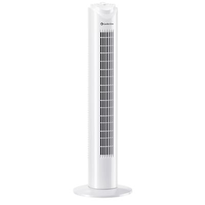 Comfort Zone 32-Inch Oscillating Tower Fan Ultra-Slim Bladeless Design with 3 Speeds, 90 Wide Oscillation & Built-in Carry Handle Quiet Portable Standing Fan for Bedroom, Home, or Office, White