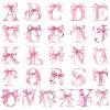 Honoson Pink Bow Alphabet Letter Wall Decals ABC Letter Stickers Name Wall Decal Coquette Peel and Stick Removable Letters Educational Stickers for Nursery Playroom Classroom Bedroom Decor view 1