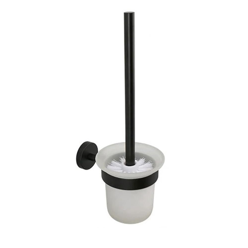 CFGH6FDF Toilet Brush Holder Wall Mounted Bristles Plastic Brush, Toilet Brushes with Stainless Steel Holder Set, for Floor Bathroom Bathroom Toilet Brush(Black)