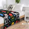 Soft Couch Throw Blanket, Day of The Dead Black Cat Rose Sugar Skull Skeleton Cozy Air Conditioning Blanket for Men and Women view 4