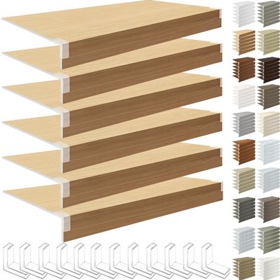 6 PCS Wire Rack Cover, 46x9x3 in Foamed PVC Shelf Covers for Wire Shelving Pantry Closet and Laundry Shelves, Durable Removable Shelf Decoration (Not Wood) for Ofiice Home Kitchen, Color 2