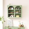 AnoYishev 27.56" Glass Cabinet with 2 Doors, Wall Mounted Cabinet with Detachable Shelves, Modern Wall Storage Cabinet for Entryway Living Room Bathroom Dining Room (Arched Door, Mint Green) view 1