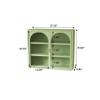 AnoYishev 27.56" Glass Cabinet with 2 Doors, Wall Mounted Cabinet with Detachable Shelves, Modern Wall Storage Cabinet for Entryway Living Room Bathroom Dining Room (Arched Door, Mint Green) view 3