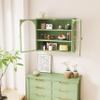 AnoYishev 27.56" Glass Cabinet with 2 Doors, Wall Mounted Cabinet with Detachable Shelves, Modern Wall Storage Cabinet for Entryway Living Room Bathroom Dining Room (Arched Door, Mint Green) view 4
