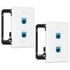 FGB 10Gbps Ethernet Wall Plate, 2 Port CAT6 Wall Plate and Jack, RJ45 Ethernet Wall Outlet with Single Gang Low Voltage Mounting Bracket, 2 Pack view 1