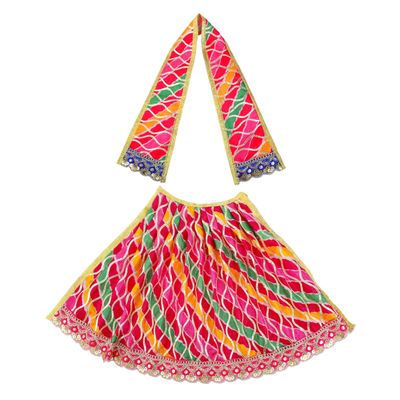 Durga Devi Dress Mata poshak Puja Cloth lehanga Chunari- Pink (9")