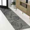 JONATHAN Y Hallie High-Low Curve Black/White 2x8 Indoor Runner Rug, Minimalist Geometric, Modern, Non-Shedding, Stain Resistant for Bedroom, Living Room, Kitchen (SCN100F-28) view 1