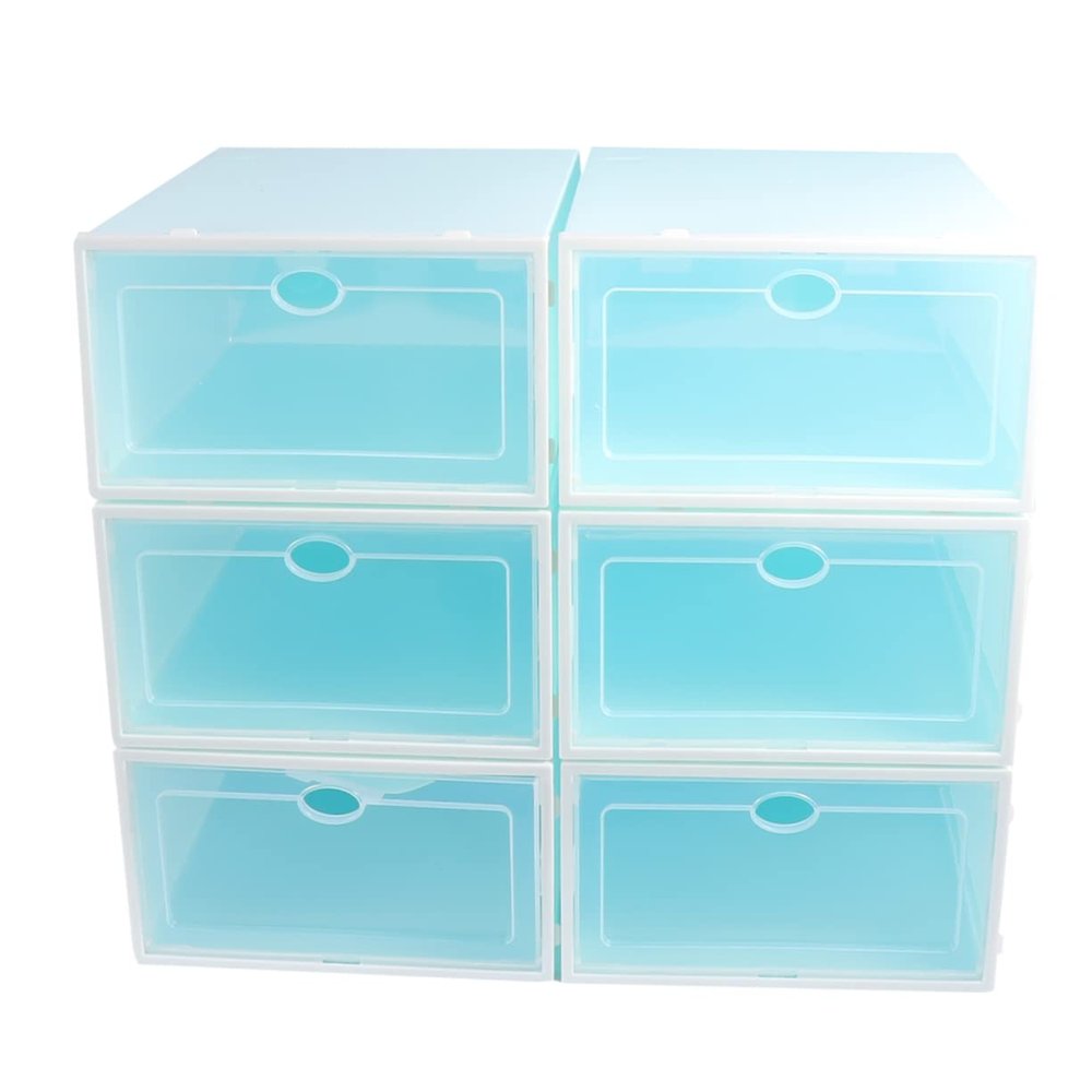 Amosfun 6pcs Endurable Thickened Shoe Box Stackable Shoes Storage Box Plastic Container Organize Your for Home and Office