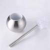 CFGH6FDF Toilet Brush Holder Stainless Steel Matte Toilet Brush Round Long Handle Toilet Brush with Base Toilet Brush Set for Bathroom Flooring Bathroom Toilet Brush view 4