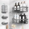 CACXKEP Shower Organizer Set Adhesive Shower Caddy, 2 Shelves + 2 Soap Holders + Toothbrush Rack, Bathroom Wall Storage for Inside Shower, RV, Apartments, No Drill Required,Gray view 1