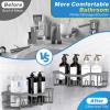CACXKEP Shower Organizer Set Adhesive Shower Caddy, 2 Shelves + 2 Soap Holders + Toothbrush Rack, Bathroom Wall Storage for Inside Shower, RV, Apartments, No Drill Required,Gray view 2