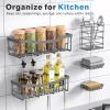 CACXKEP Shower Organizer Set Adhesive Shower Caddy, 2 Shelves + 2 Soap Holders + Toothbrush Rack, Bathroom Wall Storage for Inside Shower, RV, Apartments, No Drill Required,Gray view 3