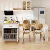 Ball & Cast 83" Kitchen Island with Extendable Dining Table,2-Tone Kitchen Table W/Double-Sized Storage,Power Outlet,Kitchen Islands W/ 2 Storage Drawers & 2 Side Open Shelves,for 4-6 Person,White view 2