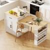 Ball & Cast 83" Kitchen Island with Extendable Dining Table,2-Tone Kitchen Table W/Double-Sized Storage,Power Outlet,Kitchen Islands W/ 2 Storage Drawers & 2 Side Open Shelves,for 4-6 Person,White view 3