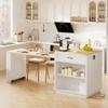 Ball & Cast 83" Kitchen Island with Extendable Dining Table,2-Tone Kitchen Table W/Double-Sized Storage,Power Outlet,Kitchen Islands W/ 2 Storage Drawers & 2 Side Open Shelves,for 4-6 Person,White view 4