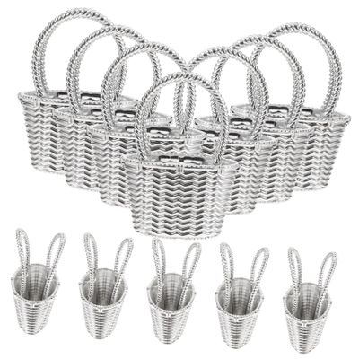 minkissy 12Pcs Gold Silver Plated Candy Baskets Handles Decorative Wedding Favor Boxes for Baby Showers Party Supplies and Small Storage