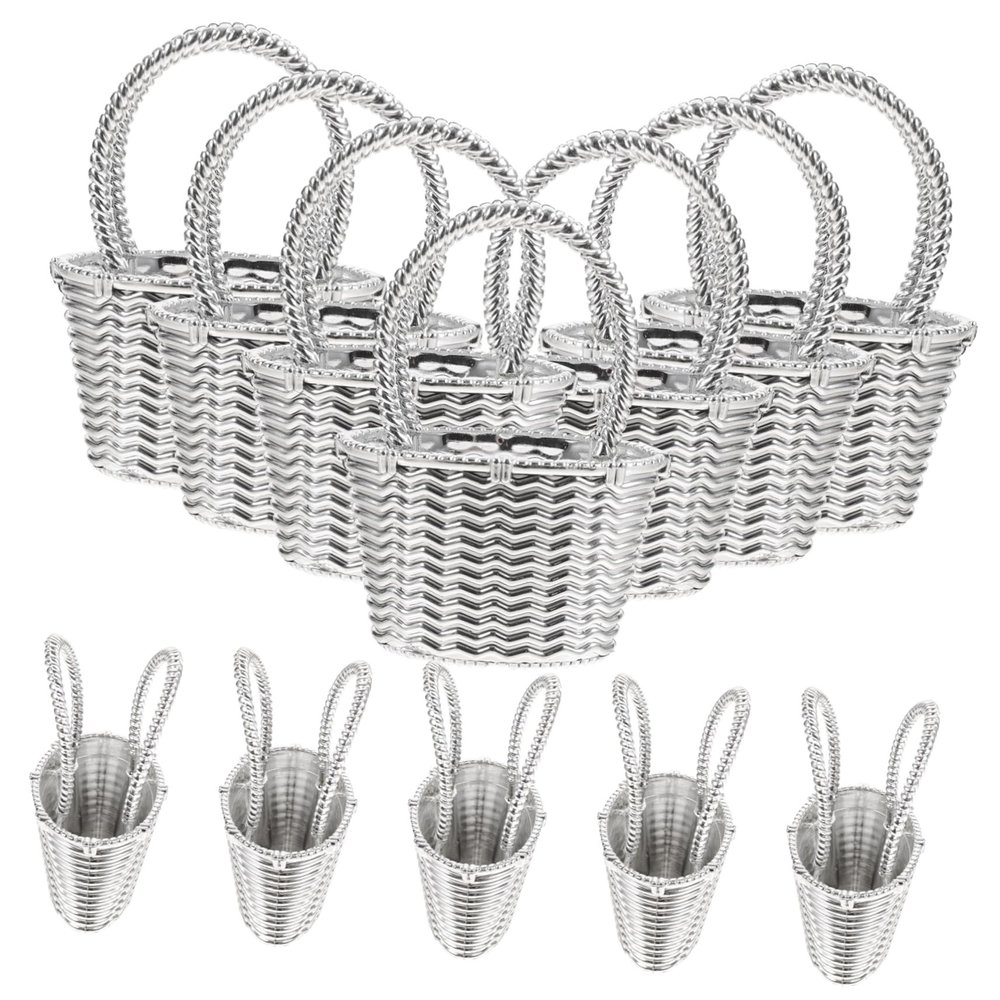 minkissy 12Pcs Gold Silver Plated Candy Baskets Handles Decorative Wedding Favor Boxes for Baby Showers Party Supplies and Small Storage