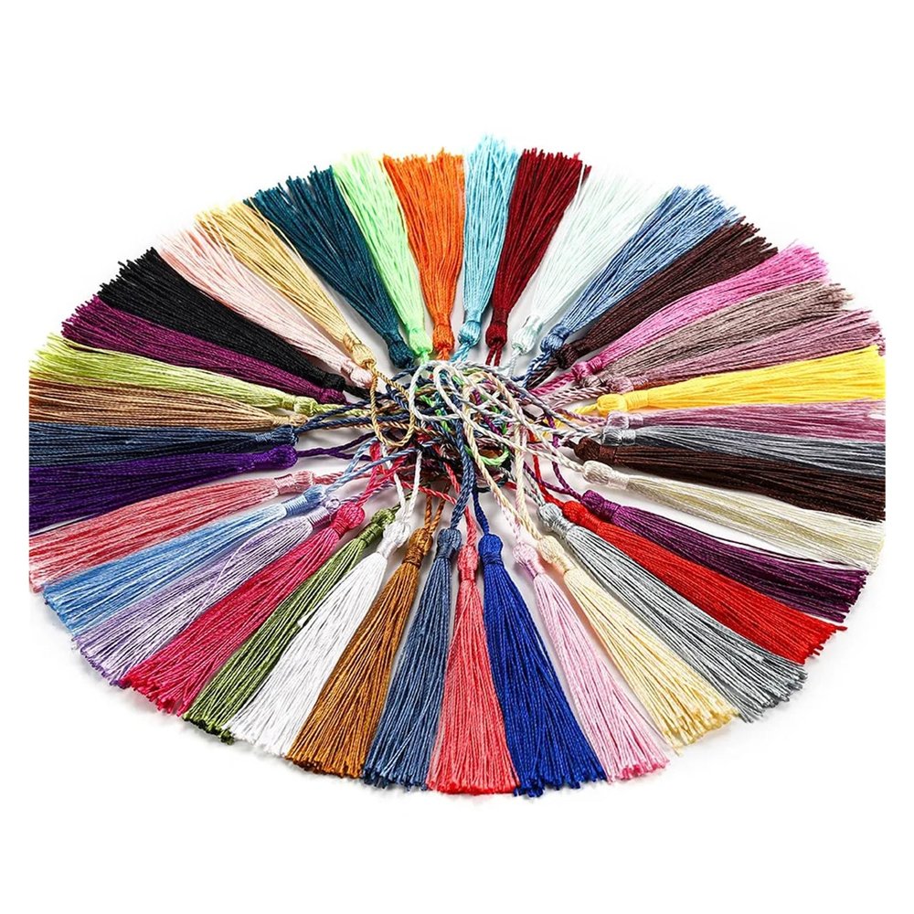 100pcs Hanging Rope Silk Tassel for DIY Earrings Necklaces Long Fringe Pendant Finding Accessories(Orange)