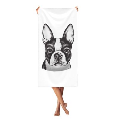 AHUNARLOP Boston Terrier Beach Towel 55x27.5 Inches - Ultra Soft Quick Dry Sand Towel, Lightweight Large Bath Towel for Pool, Summer, Travel