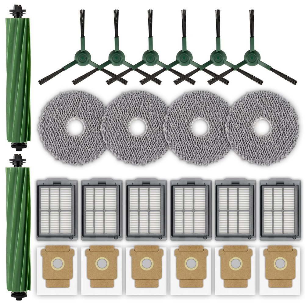 (24 Pack) Roomba Plus 505 Combo Replacement Parts for iRobot Roomba Plus 505 Combo robot/Roomba Plus 405 Combo Robot Vacuum, 2 Roller Brushes, 6 Dust Bags, 4 Mop Pads, 6 Side Brushes, 6 HEPA Filters