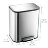 20L Matte Black Stainless Steel Step Trash Can with Inner Liner - Fingerprint Resistant Finish with Lid, Step-On Pedal and Inner Bucket, Rectangular for Kitchen, Office view 2