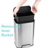 20L Matte Black Stainless Steel Step Trash Can with Inner Liner - Fingerprint Resistant Finish with Lid, Step-On Pedal and Inner Bucket, Rectangular for Kitchen, Office view 3