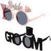 2Pcs Bride Groom Sunglasses Funny Glitter Party Props for Wedding Hen Bachelorette Shower Favors view 1
