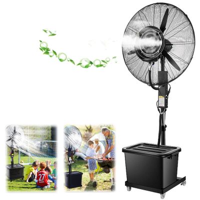Adjustable Height Misting Fan, 3 Cooling Speeds with 11.5 Gallon Tank, Pedestal Fan for Backyards, Patios and More, 90 Oscillating, Black (81cm/31.9in)