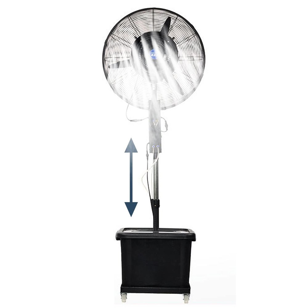 Outdoor Misting Pedestal Fan, 60 Oscillating Adjustable Height Stand Fan with 9 Gallon Tank, 3 Cooling Speeds Fan Misters for Patio, Garden, Backyard (81cm/31.9in)