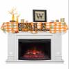 Fall Pumpkin Mantel Scarf for Fireplace Maple Leaves Thanksgiving Mantel Cover Rustic Orange Plaid Fireplace Top Scarf Runner for Holiday Living Room Home Decoration 60 x 17 Inches view 1