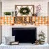 Fall Pumpkin Mantel Scarf for Fireplace Maple Leaves Thanksgiving Mantel Cover Rustic Orange Plaid Fireplace Top Scarf Runner for Holiday Living Room Home Decoration 60 x 17 Inches view 3
