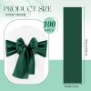 Lykoow 100 Pcs Satin Chair Sashes 7x78 inch Emerald Green view 2