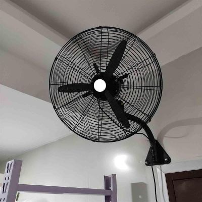 Outdoor Industrial Wall Fan Home Wall-Mounted Fan 120 Oscillating Silent Energy-Saving Electric Fan, for Bedroom Home Kitchen Shop,Black,Plastic Leaf (Black 68cm/27in)