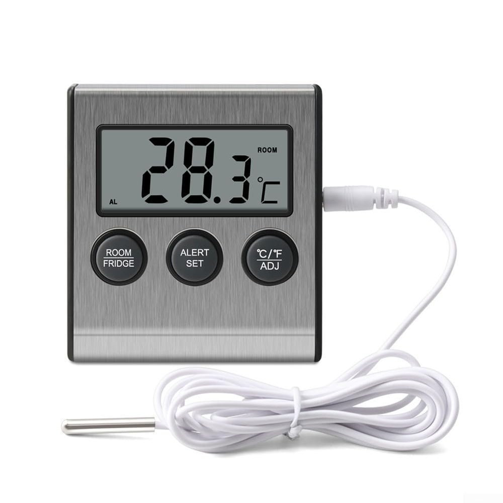 Digital LCD Refrigerator Thermometer With Audible Alarm Max,Min Temperature Records Indoor Room Temperature Monitor For Fridge
