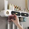 MAJIAOFANG Wall Mounted Automatic Toothpaste Squeezer Dispenser Toothbrush Mouthwash Cup Holder Set Toothbrush Storage Rack Multifunctional Bathroom Accessories view 2
