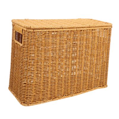 BESTOYARD Woven Basket with Lid and Handle Decorative Sundries Storage Basket for Home Organization Lightweight for Magazines and Outdoor Activities