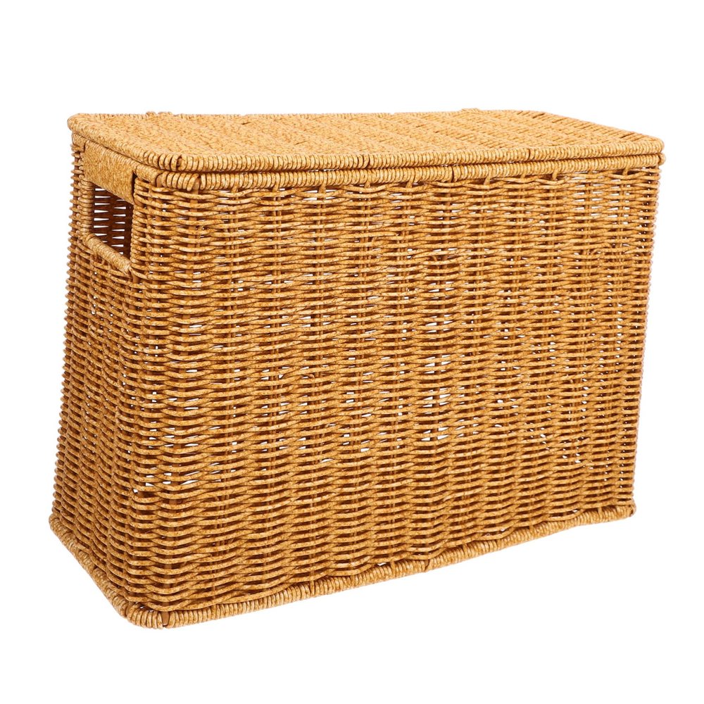 BESTOYARD Woven Basket with Lid and Handle Decorative Sundries Storage Basket for Home Organization Lightweight for Magazines and Outdoor Activities