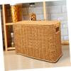 BESTOYARD Woven Basket with Lid and Handle Decorative Sundries Storage Basket for Home Organization Lightweight for Magazines and Outdoor Activities view 3