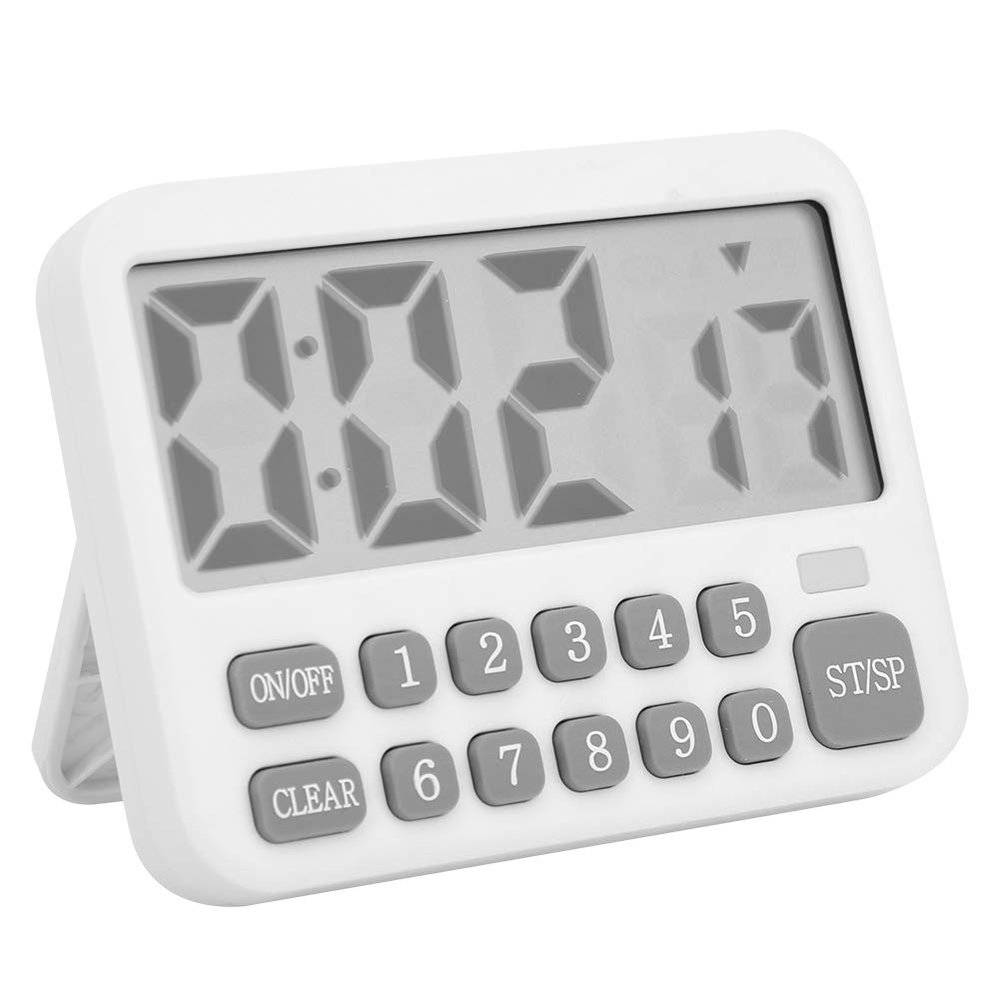 Portable Digital Timer with Large Screen Display for Kitchen Cooking Baking Magnetic Countdown Alarm Volume White
