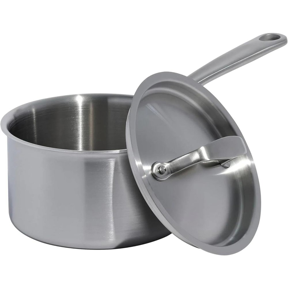 2 Quart Stainless Steel Saucepan with Lid - 5 Ply Stainless Clad Sauce Pan - Professional Cookware