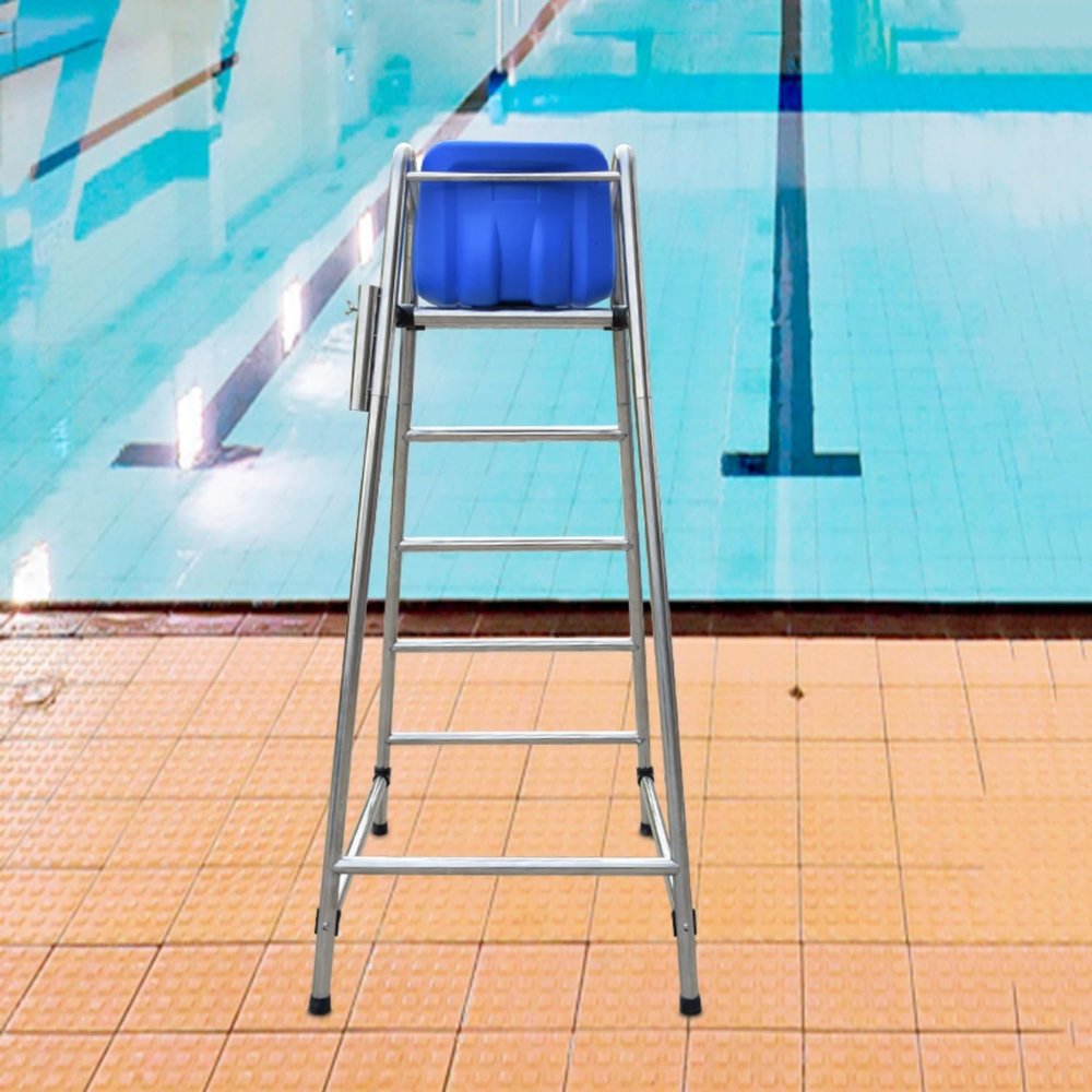 Dalumian Swimming Pool Stainless Steel Lifeguard Chairs, Pool Deck Lifeguard Chairs with Hole & Hook,Loads 661lbs(304,1.8m)