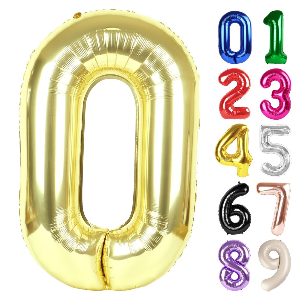 0 Balloon - Champagne Gold Birthday Number Balloons, 40 Inch Large Foil Balloons for Men Women Boys Girls Champagne Gold Themed Birthday Decorations