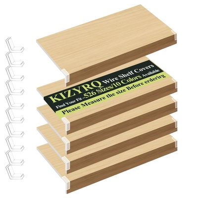 5 Pcs Wire Rack Covers,36x12x2in PVC Wire Shelf Cover for Pantry, and Laundry Shelves, Durable Removable Closet Decoration Shelf Liners (Not Wood) for Closet Kitchen Bathroom #02 Wood Color