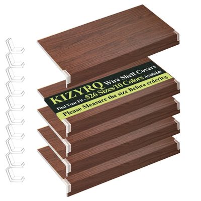 5 Pcs Wire Rack Covers,44x20x2in PVC Wire Shelf Cover for Pantry, and Laundry Shelves, Durable Removable Closet Decoration Shelf Liners (Not Wood) for Closet Kitchen Bathroom #03 Walnut