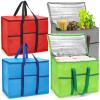 Foraineam 4 Pack Insulated Reusable Grocery Shopping Bags, Foldable Cooler Bag Food Delivery Bags with Hard Bottom Insert and Zippered Top, Stands Upright, Cooler Totes for Hot or Cold Food Transport view 1